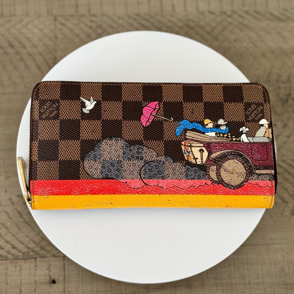 Louis Vuitton Limited Edition Damier Ebene Canvas Zip Around Wallet - Picture 15 of 16